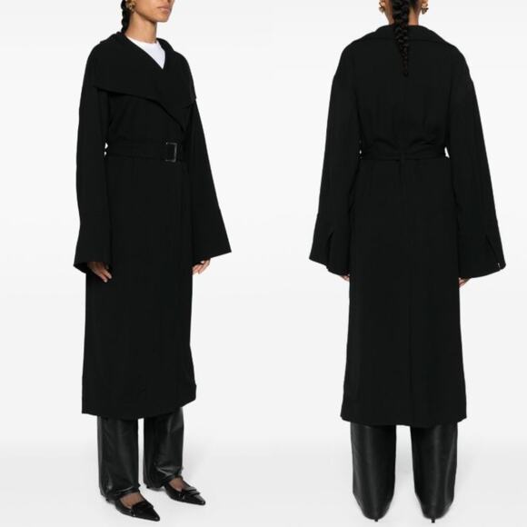 Totême Women's Signature Flowing Twill Trench Coat Black Pre-Fall '24 - Picture 6 of 16